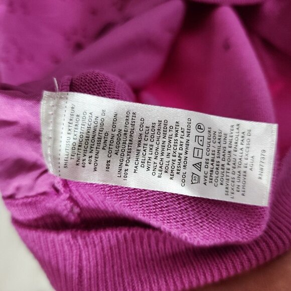 NEW Ann Taylor Mixed Media Eyelet Ann Cardigan Button Down Purple Pink XXL - Picture 11 of 12